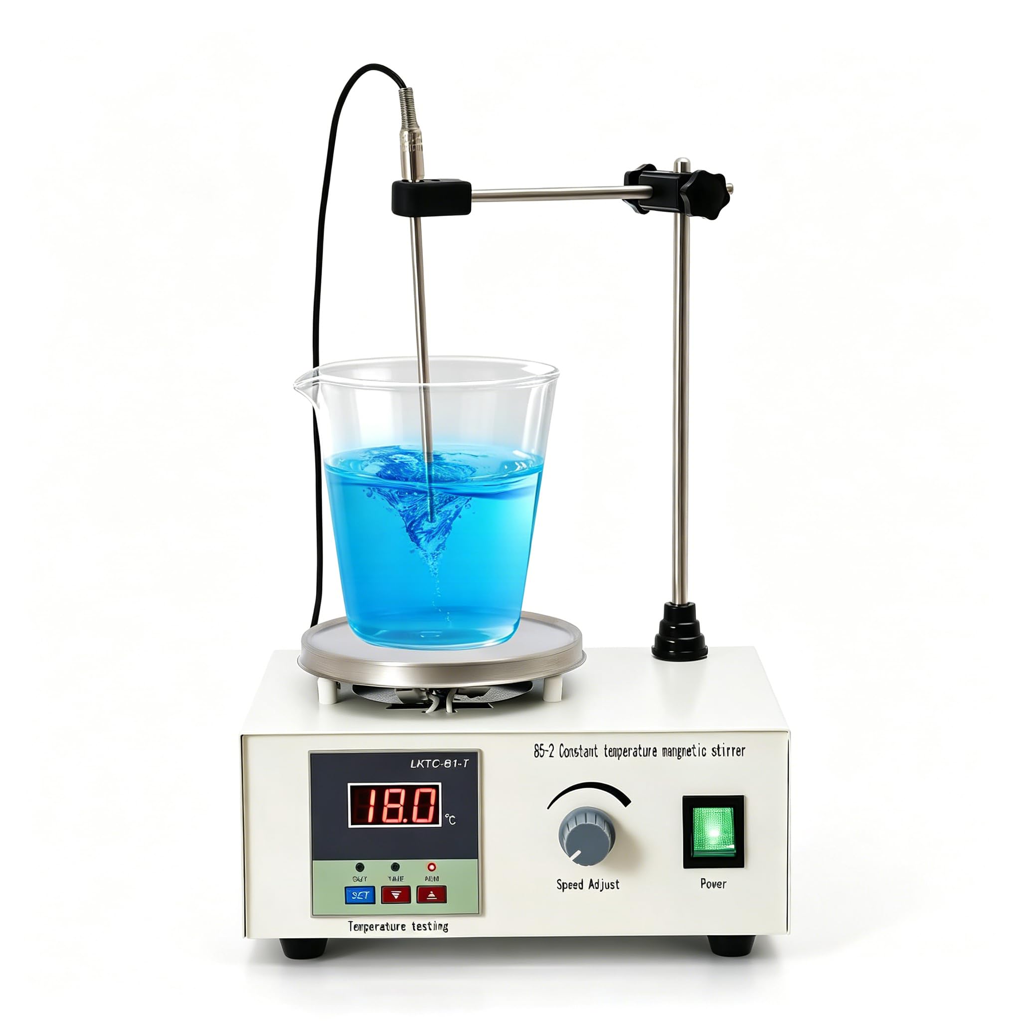 Agitador magnético con placa calefactora, 250 W, 2000 ml, agitador de laboratorio, eléctrico, con indicador digital de temperatura, ajuste de velocidad, rango de ajuste de temperatura 0 – 99 °C