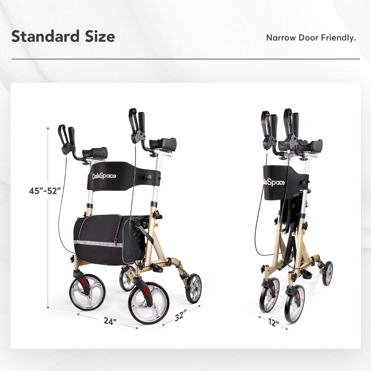 OasisSpace Lightweight Upright Walker Rollator Walker with Seat with