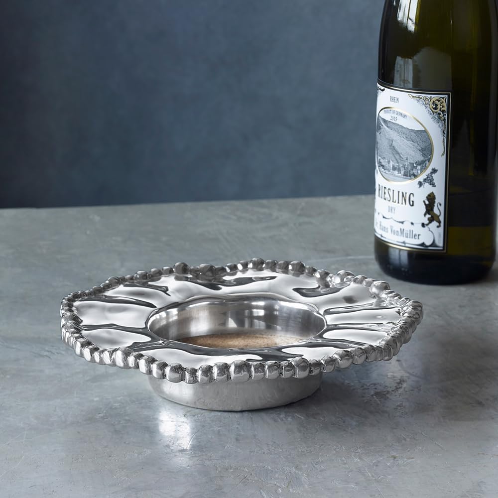 Beatriz Ball G&G Organic Pearl Wine Coaster, Aluminium, Silver, 27.94 x 22.86 x 1.9 cm