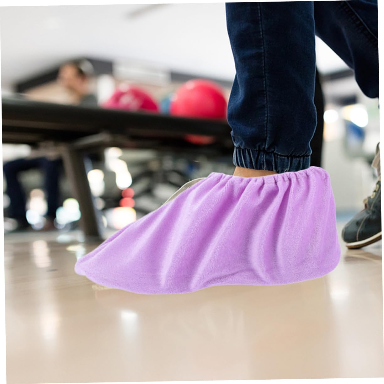 Hemoton Bowling Shoes Cover for Women 2 Pack Elastic Non-Slip Bowling Shoes Booties Violet