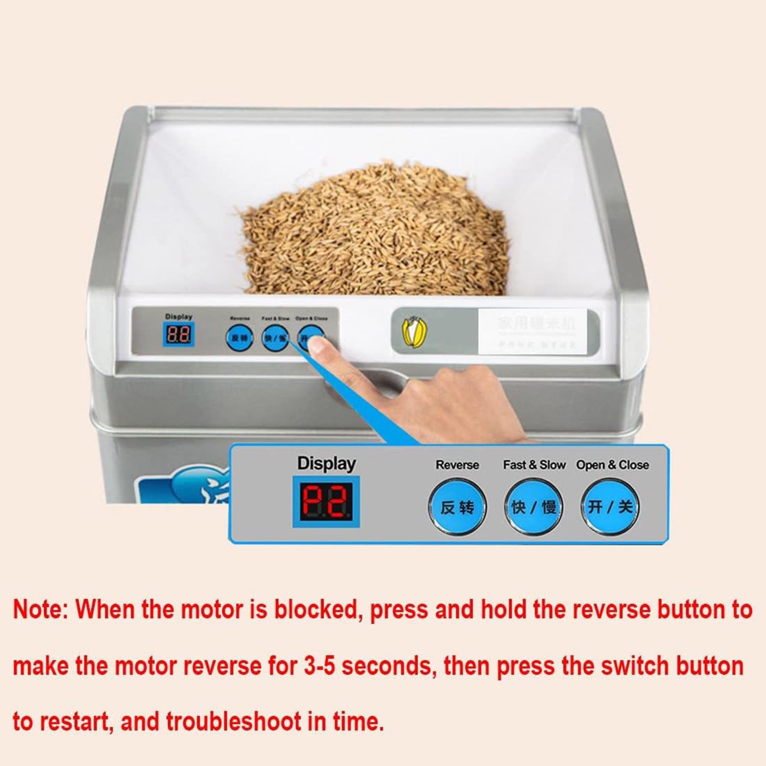 Fresatrice elettrica del riso 500W, separatore automatico della crusca di riso 30KG/H, macchina del riso fresca, trebbiatrice del riso per la lavorazione del riso integrale e del germe