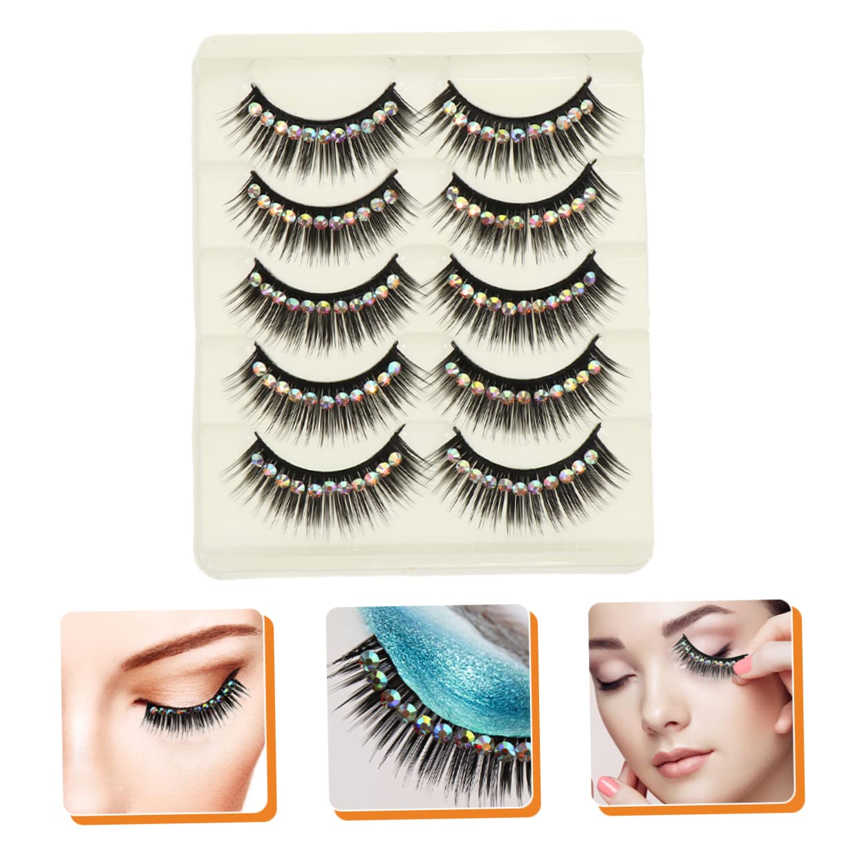 50paare Glitzernde Fake Wimpern Mit Edelsteinen Für Make-up Partys Und Auftritte Wasserdichte Und Auffällige Wimpern Für Einen Charmanten Look