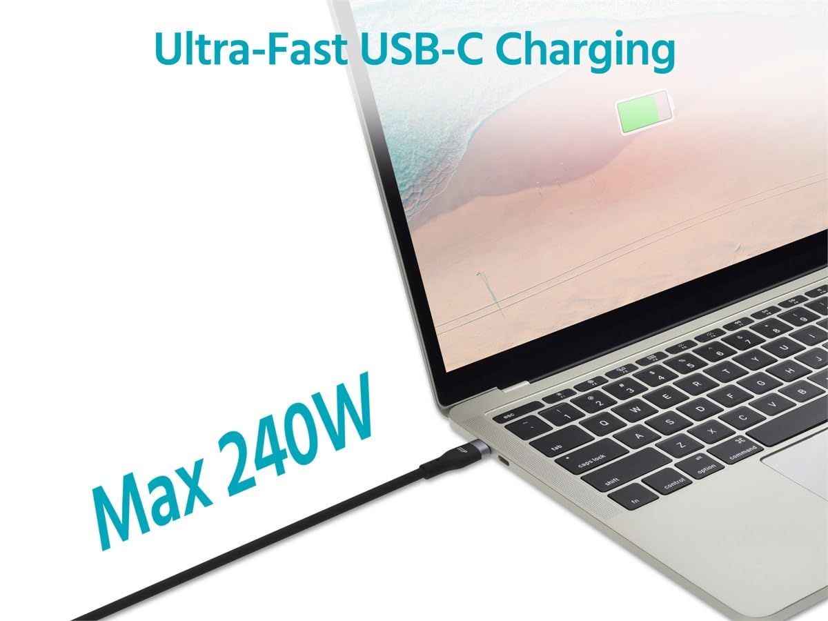 Monoprice Cavo di ricarica in silicone da USB-C a USB-C, USB 2.0, 240 W, ultra flessibile, 0,9 m, nero, confezione da 2