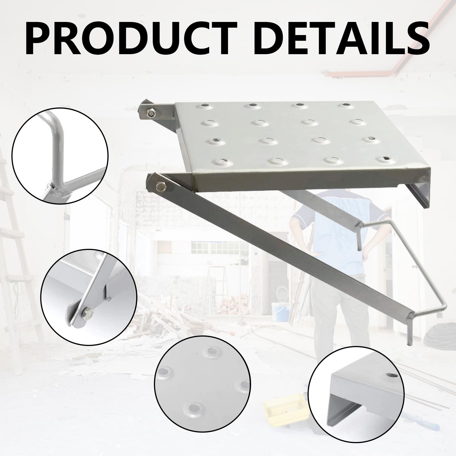 Piattaforma A Gradini Per Scale, Piattaforma Lavoro Per Scale Gradino Clip In Acciaio Inox Robusta Lavoro Per Il Fissaggio Scale Scale Pioli E Scale Prolunga Capacità Carico Massima 150Kg