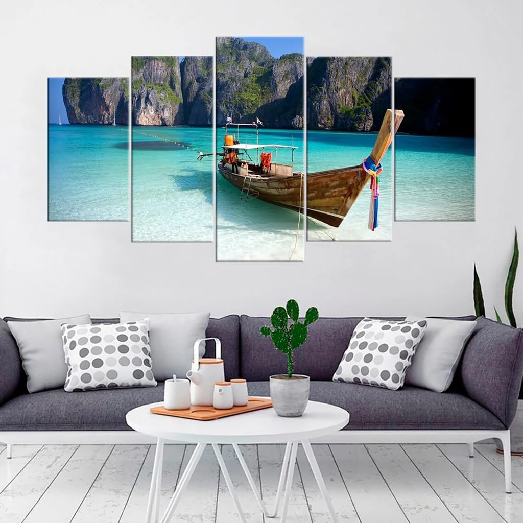 Bateau a longue queue de Phuket decoration murale salon toile ocean