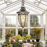 Die wasserdichte Hängelampe für den Außenbereich besteht aus Aluminium und Glas. Die Produktgröße beträgt 23,5 * 23,5 * 43 cm, die Höhe der Kette beträgt 50 cm, höhenverstellbar. Wasserdichter Schutzgrad IP44, gute wasserdichte Leistung.