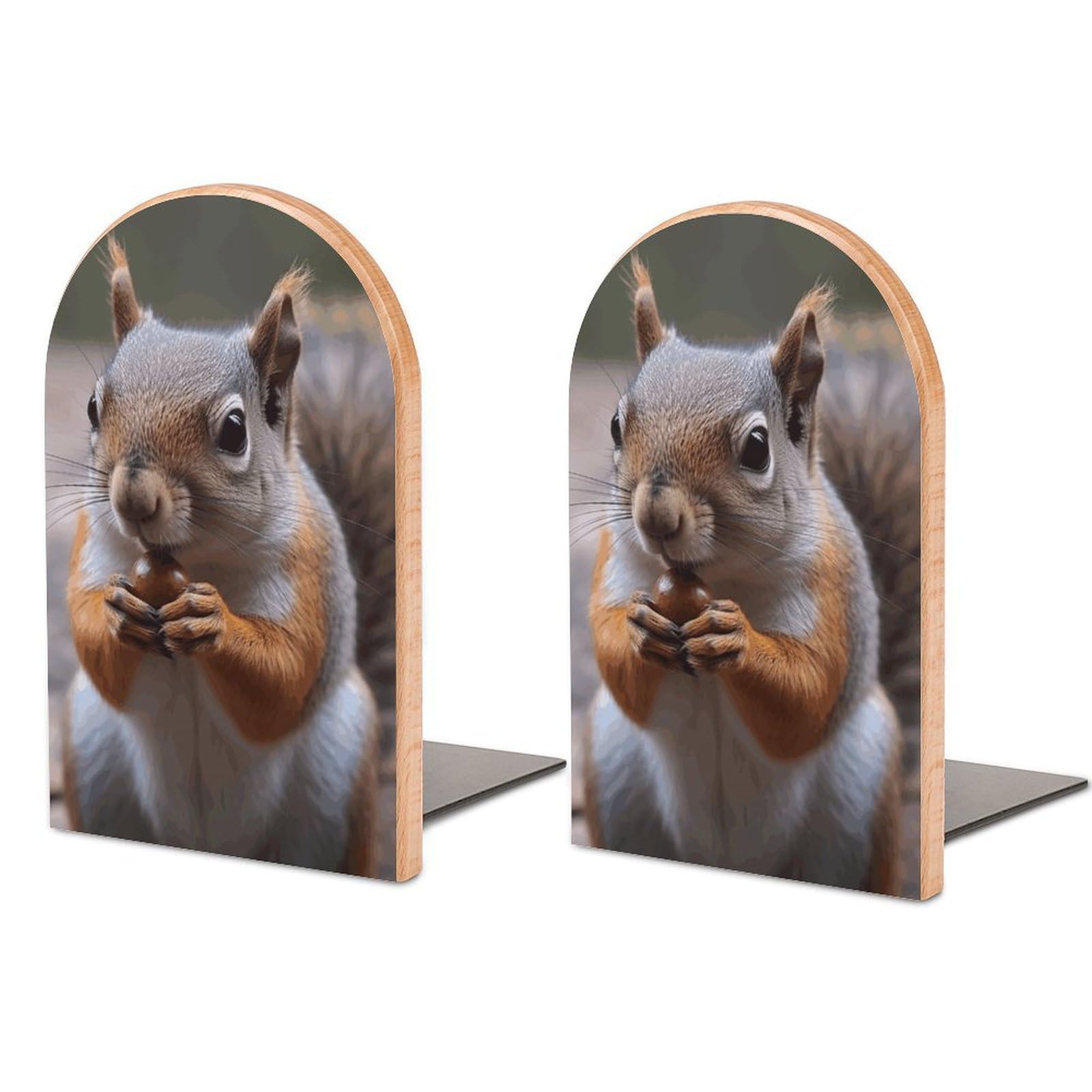 Cute Squirrel Bookend Modern Bookends for Shelves Non-Skid Book Holder Heavy Duty Metal Book Storage for Books CDs Decorative Book Stopper for Home