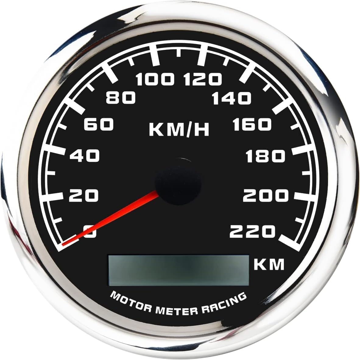 MOTOR METER RACING W Pro 85mm 3-3/8" GPS Speedometer Digital Odometer 220 KMH Waterproof Black Dial White LED for Car Truck Marine Boat Yacht Motorcycle