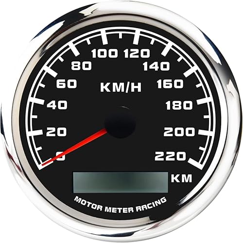 Miniatura 72 de MOTOR METER RACING W Pro 3.346 in 3-3/8" GPS Velocímetro con señal de giro de haz alto 160 MPH Negro Dial blanco LED Digital Odómetro impermeable