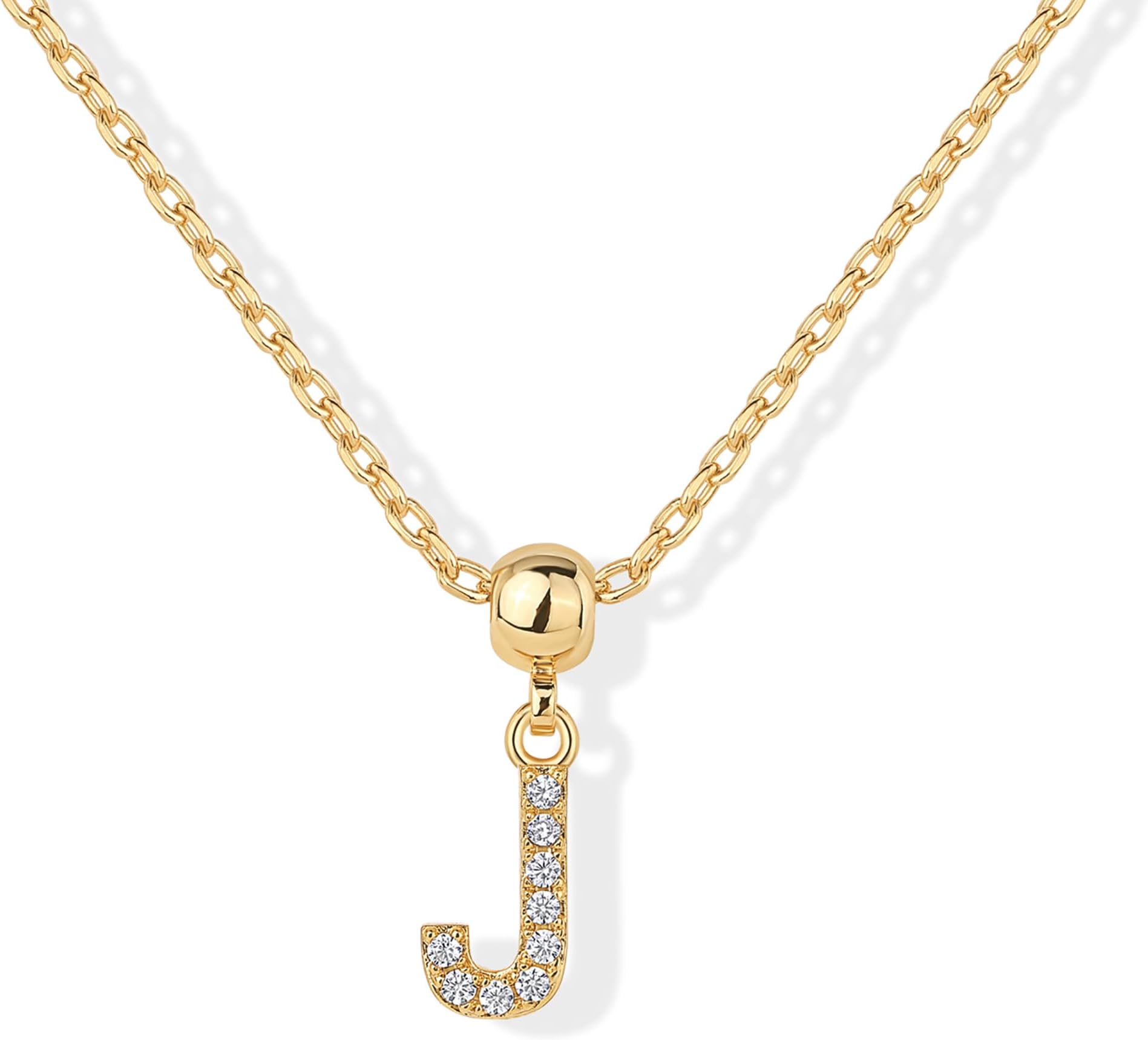 14K Gold Plated Initial Letter Charms Necklace for Women - Cubic Zirconia Alphabet Letters Pendant Charms Necklaces