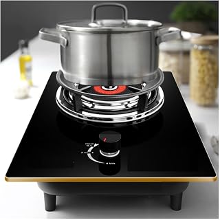 KIYILIHI Gas Stove, Desktop and Embedded Dual-use Cooker Stove with Flameout Protection Device NG/LPG,Infrared Heating Stove with Gather Fire Hood 4.2kW,for Outdoor Camping Home(NG)