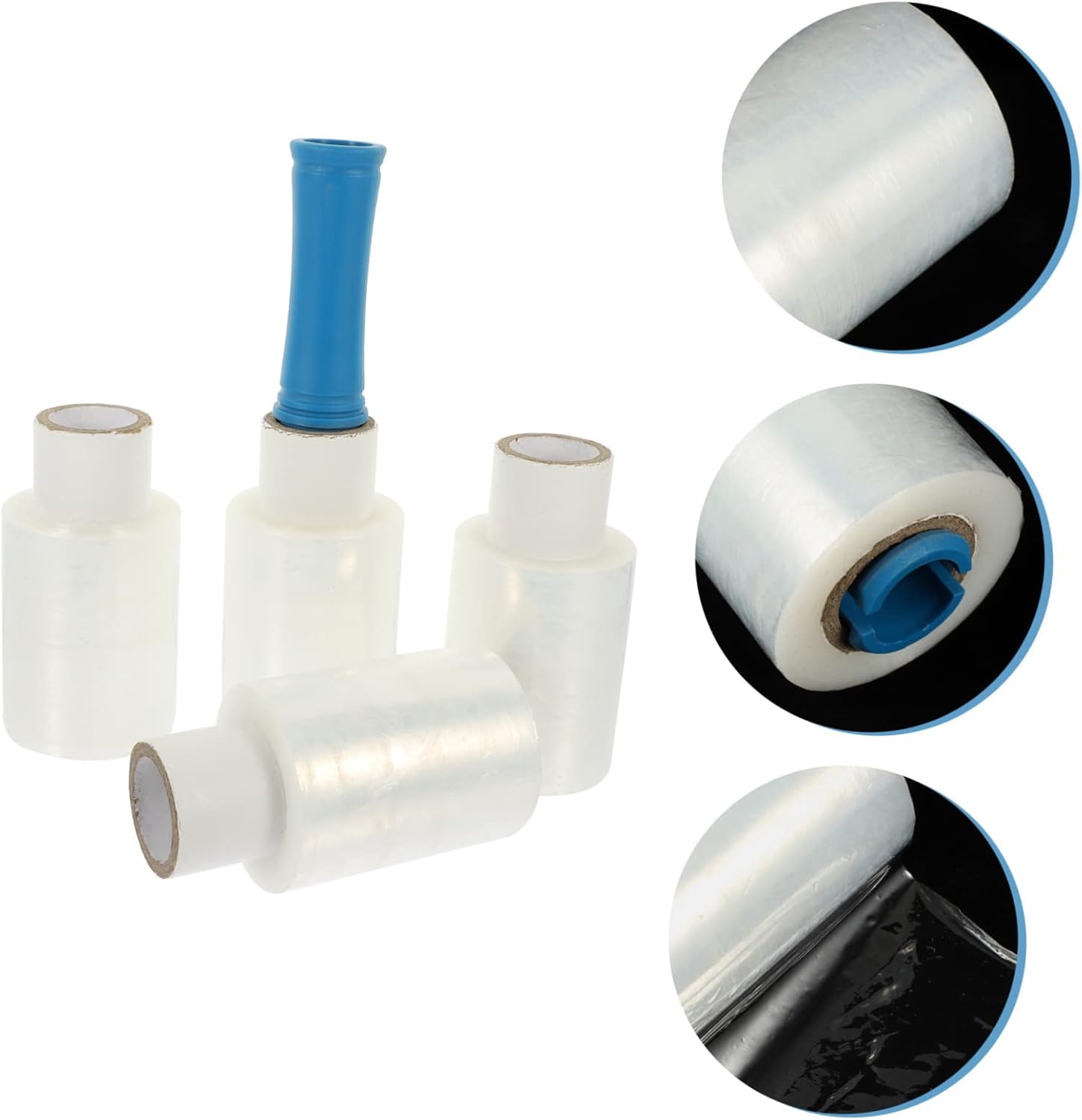 1set Stretch Wrap Film Refill Handle Industrial Packing Film for Moving High Transparency and Self-adhering Handle