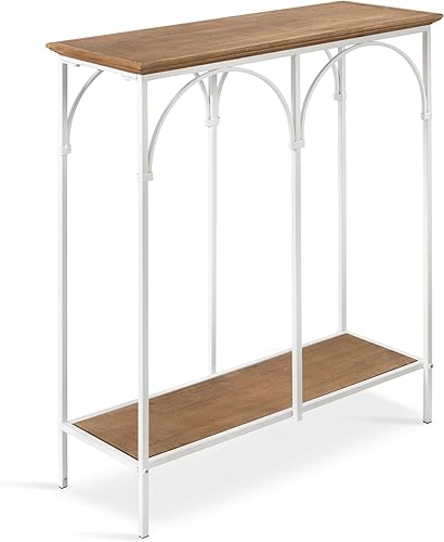 Kate and Laurel Anthea Mesa consola de madera y metal, 24x10x30, marrón rústicoblanco