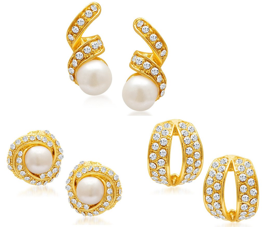Sukkhi Divine Gold Plated Alloy Set of 3 Stud Earrings Combo for Women (B013GN5MR8) Amazon Price History, Amazon Price Tracker