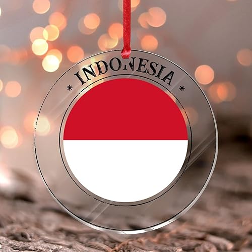 Miniatura 2 de Adornos de Navidad de Indonesia con bandera de ciudad recuerdo redondo para árbol de Navidad bandera de héroes serie acrílico decoración navideña