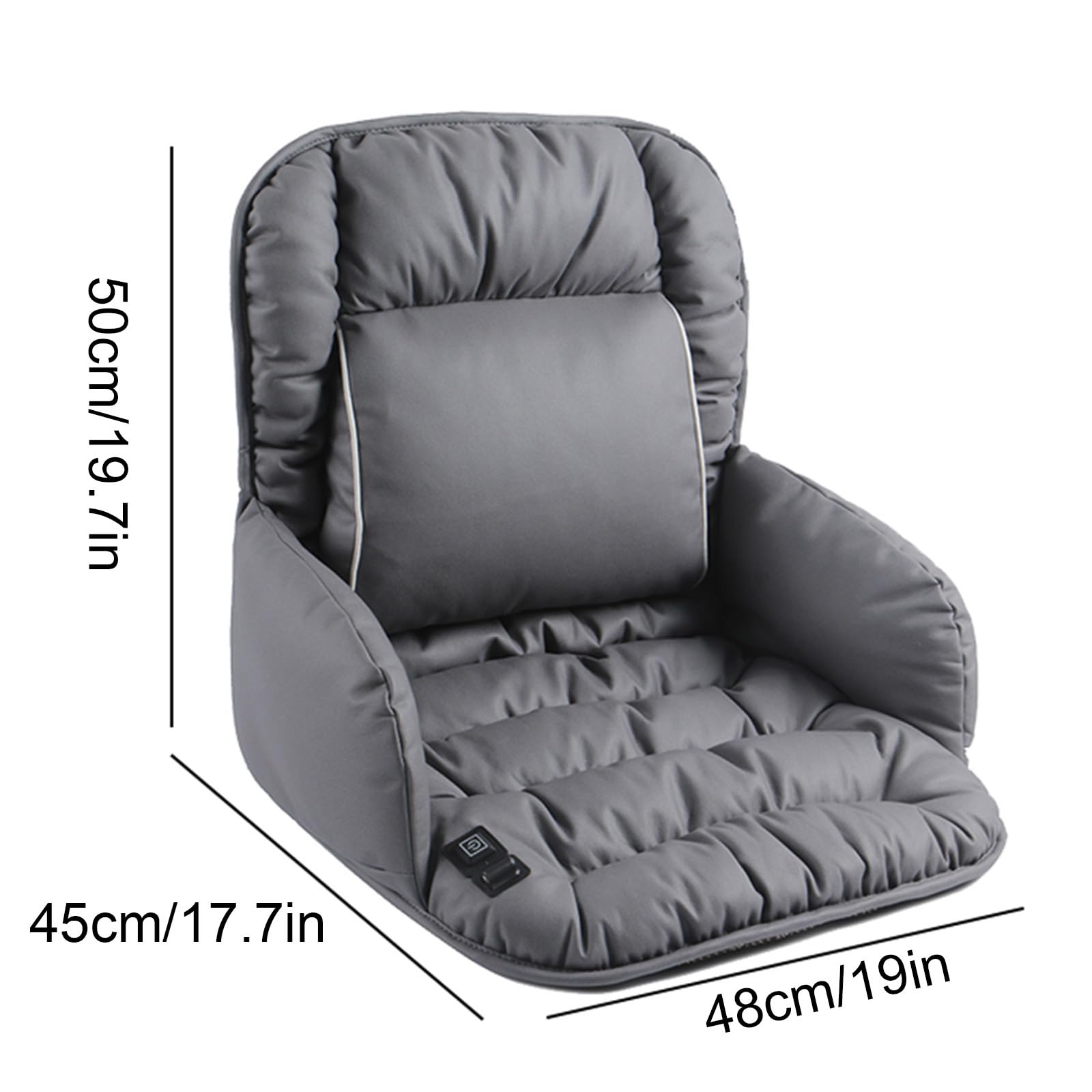 Termoforo Elettrico per Sedia da Ufficio, Cuscino Termico con Braccioli e Supporto Lombare, Heating Pad con Tre Temperature Regolabili(Gray)