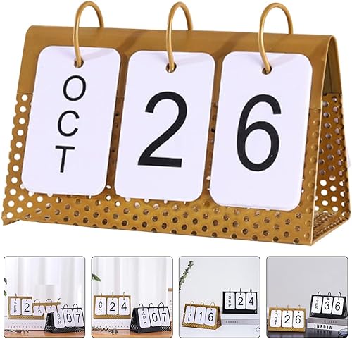 Miniatura 2 de Decoración del hogar, decoración del hogar, oficina, calendario perpetuo, calendario de escritorio de metal, calendario de pie, adorno de mesa,