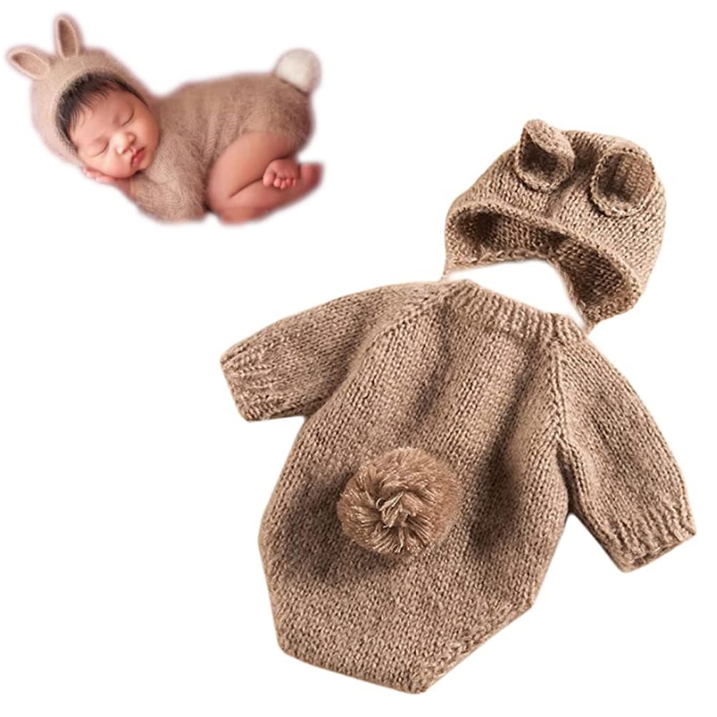 Newborn Baby Bunny Rabbit Crochet Knitted Photography Props Newborn Baby Outfits Diaper Costume