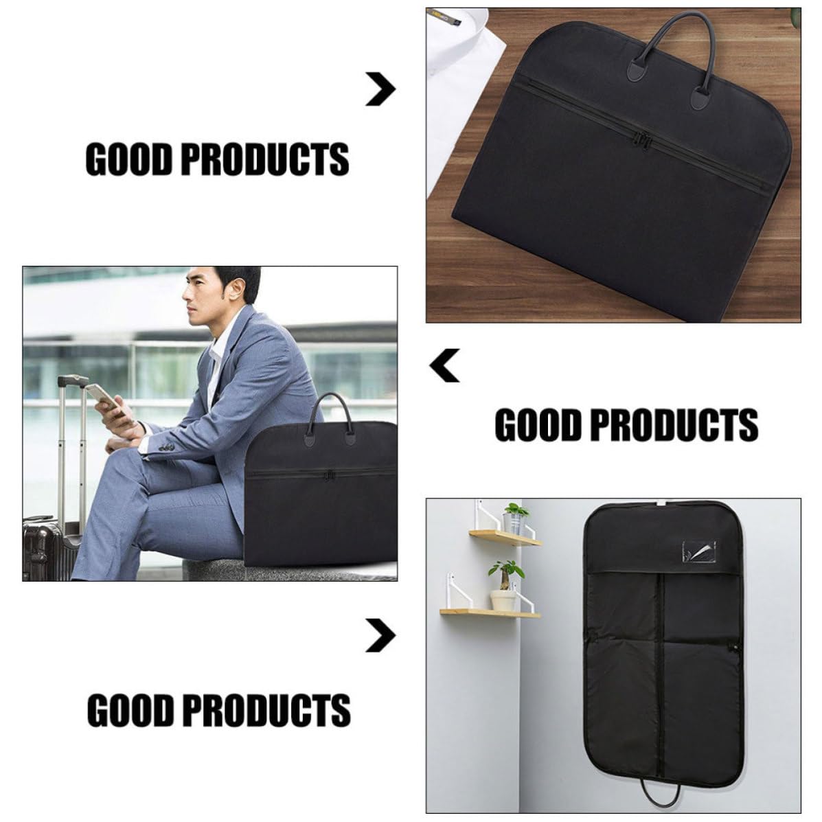 Borsa Passaggio per Grucce Oxford Resistente Porta Abiti da Viaggio Nero per Viaggi Leggeri e Uso Business