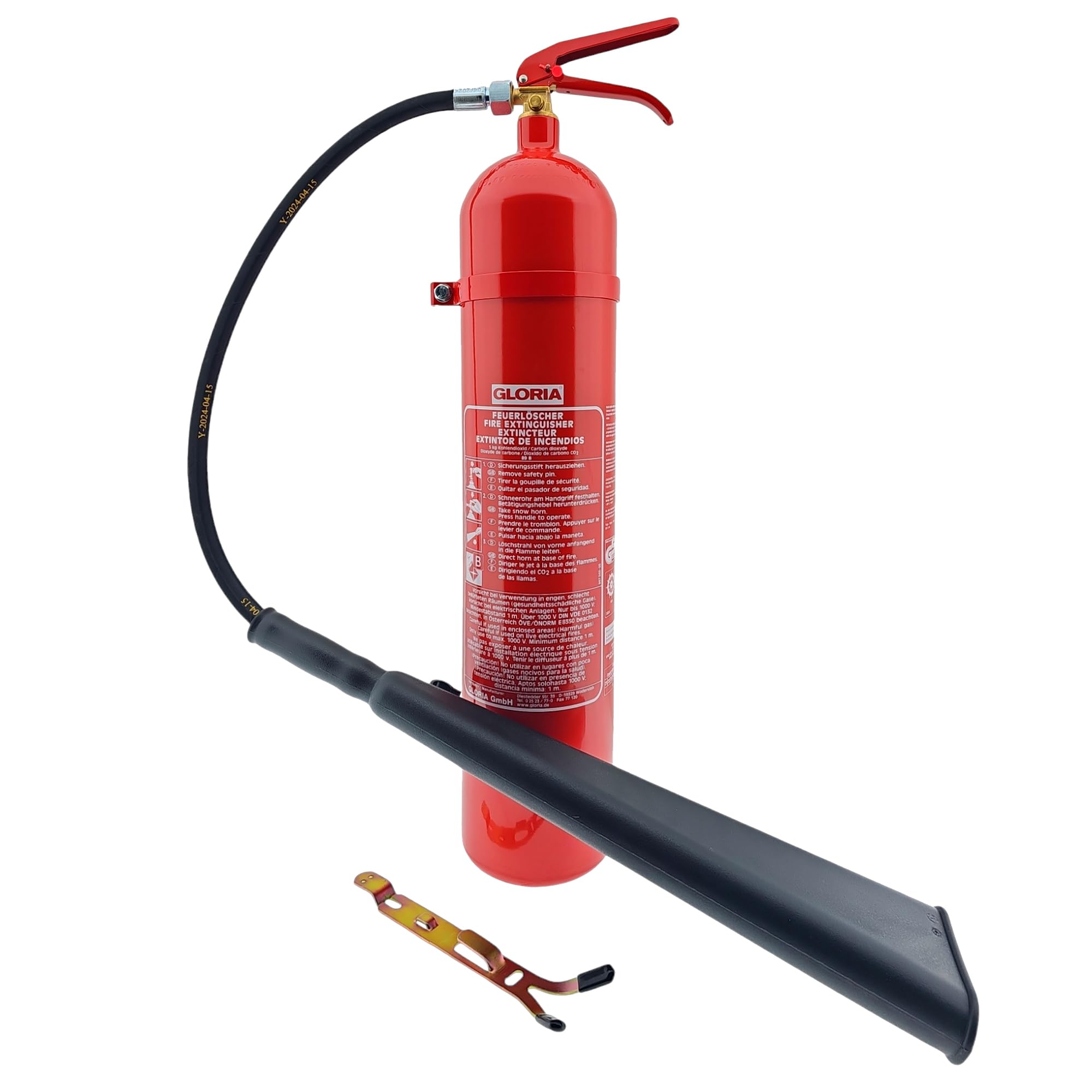 Gloria - 5 kg CO2 Feuerlöscher - KS 5 ST - Kohlendioxidlöscher - f. elektrischen Anlagen u. EDV - inkl. Wandhalterung - mit aktuellem Prüfnachweis