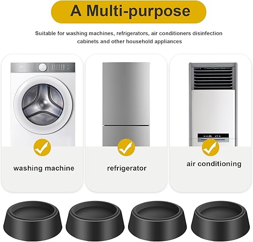 Miniatura 4 de 4 almohadillas de pie para lavadora para almohadillas antivibración y anti-caminar con nivel, lavadora y secadora, alfombrilla antideslizante para