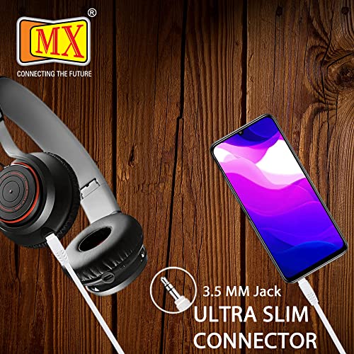 Image of MX Metallic 3.5 mm Male‑to‑Male Aux Audio Cable - Gold‑Plated Universal Aux Cable for Smartphone, Car Stereo, Headphones - Shielded, Tangle‑Free Heavy‑Duty Auxiliary Lead