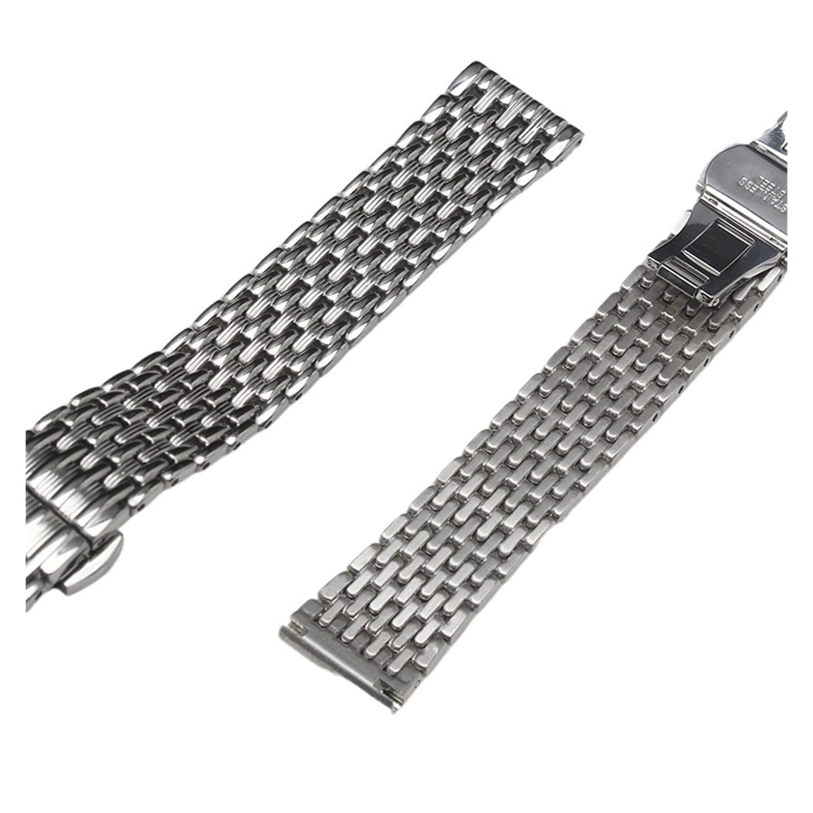 HuanJ Bracelet De Montre En Acier Inoxydable Massif Avec Boucle Papillon, Disponible 14, 18 Et 20 Mm