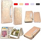 iPhone 6 Plus Case, HESPLUS Bling PU leather Flip Detachable Wallet Case with Credit Card Slot Holder for Apple iPhone 6 Plus 5.5 Inch (gold)