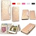 iPhone 6 Case, iPhone 6S Wallet, HESPLUS Bling Sparkle PU leather Flip Folio [Detachable] Wallet Cover Magnetic with Credit Card Slot Holder for iPhone 6 / iPhone 6S 4.7 Inch - Gold