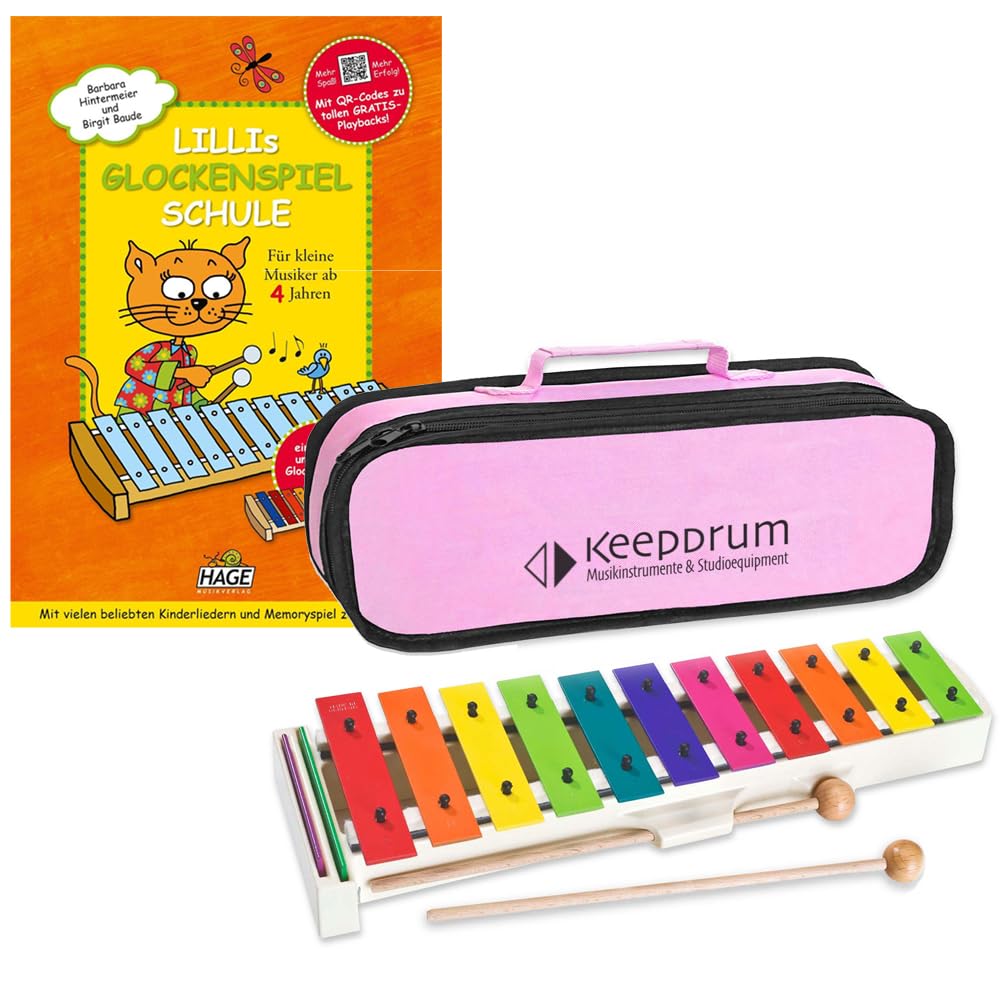 Sonor BWG Boomwhackers Glockenspiel mit keepdrum Tasche Pink und Lillis Notenbuch