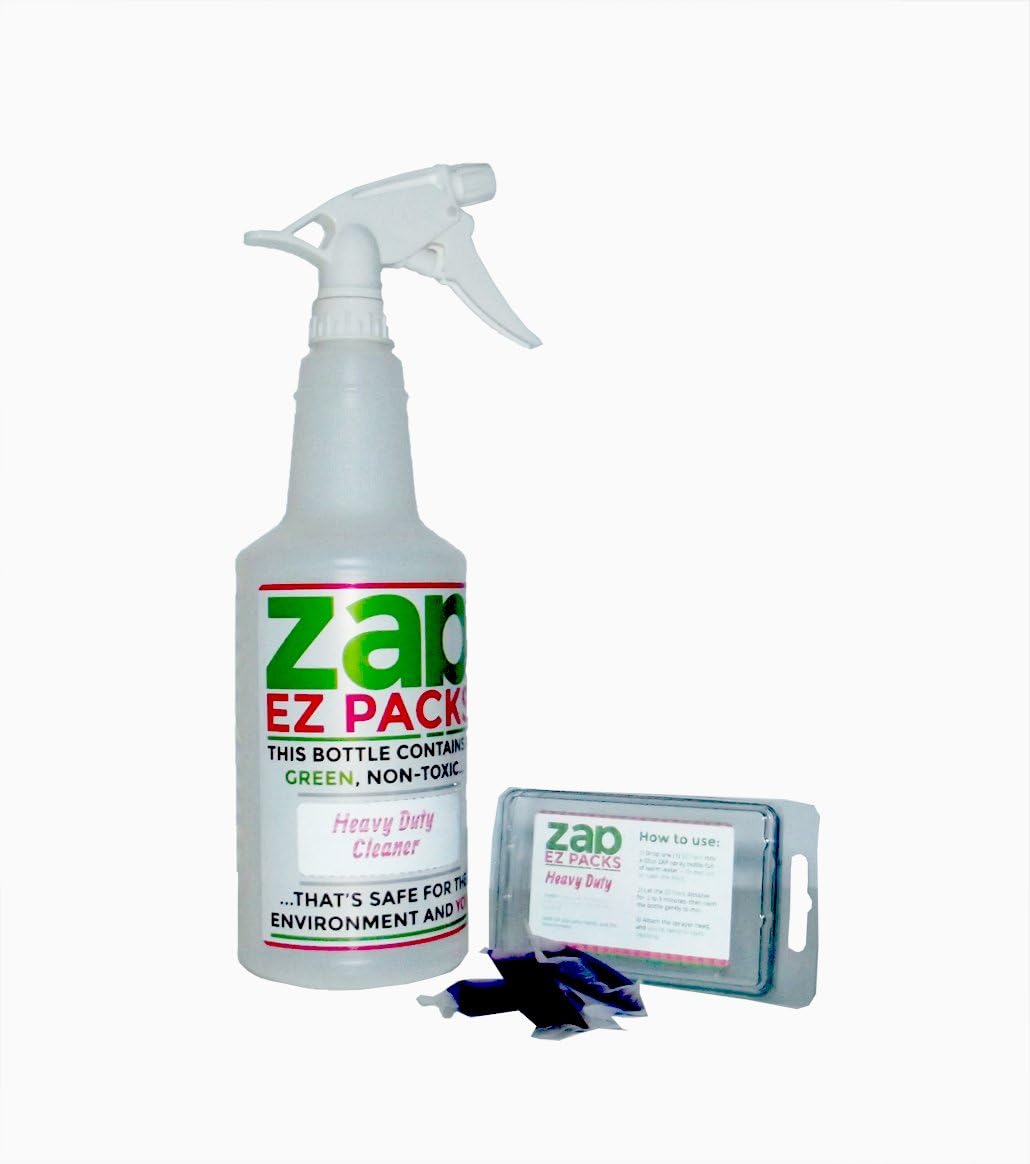 EZ ZAP Heavy-Duty Multipurpose Cleaner (3 pack) GREEN, Non-Toxic & Environmentally Friendly with 360 Spray Bottle