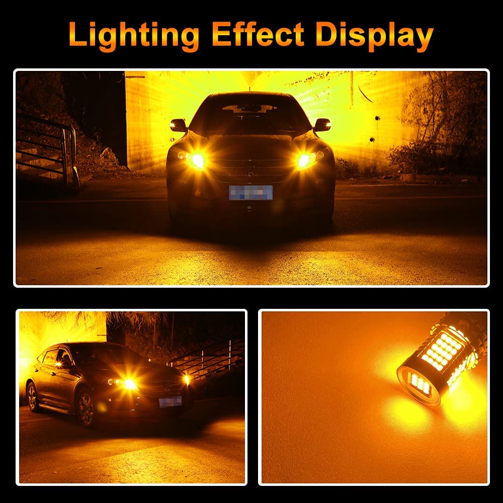 UPXSXT 2Pcs 1156 BAU15S py21w led canbus Lampadina indicatore di direzione, 12-24V 3400LM 2016 89SMD Lampadina per auto senza errori e senza sfarfallio super luminoso per segnali di svolta (Ambra)