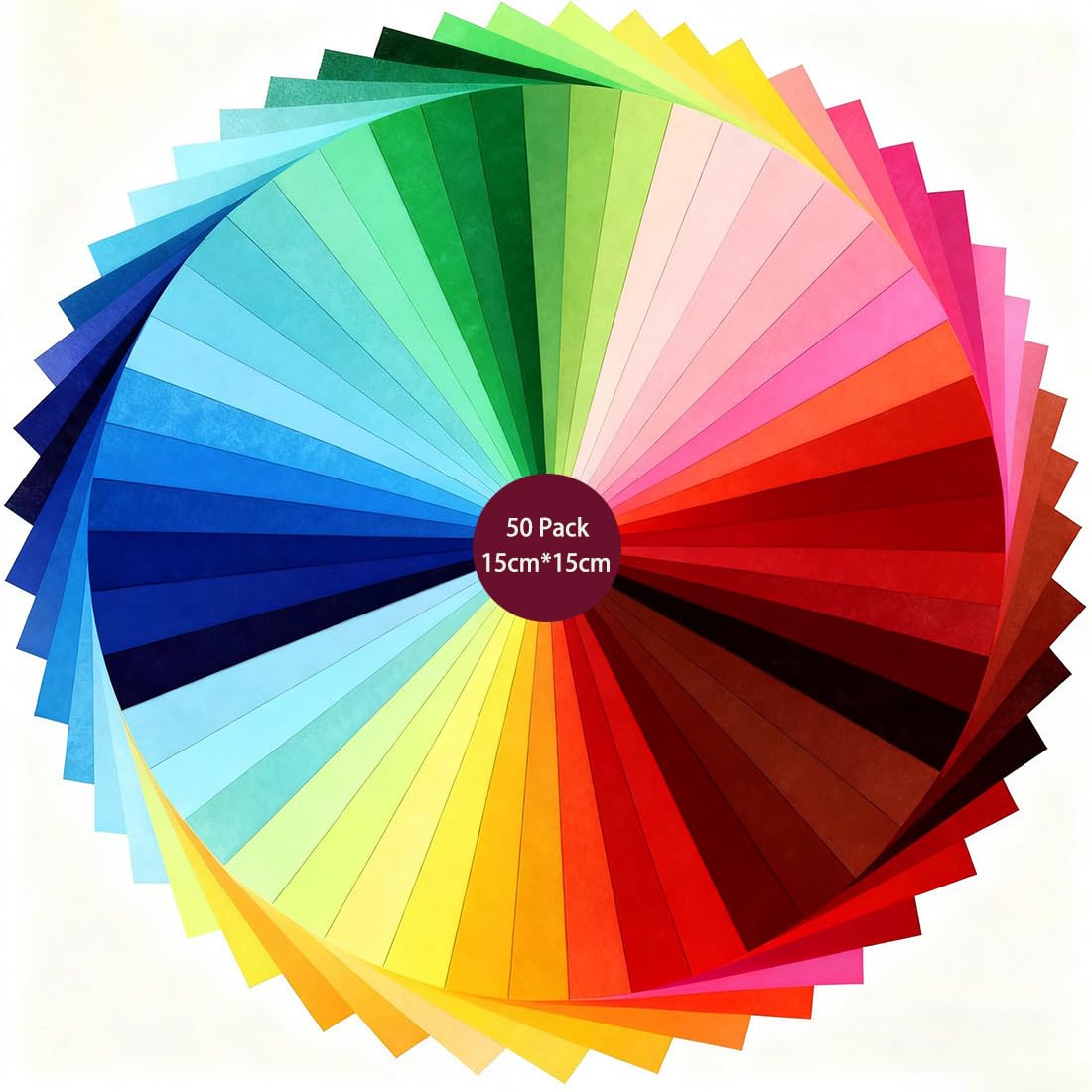 Ljying Multicolour 50Pcs Assorted Colors Felt Fabric Sheets 15X15cm - Soft Fuzzy Nonwoven Textile For Diy Craftwork, Sewing, Quilting & Teen Craft Projects (15 * 15Cm)
