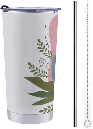 ALLMIX SPOROT Vaso de acero inoxidable de 20 onzas con tapa y pajilla para parejas mujer y hombre con aislamiento para café regalo para mamá papá