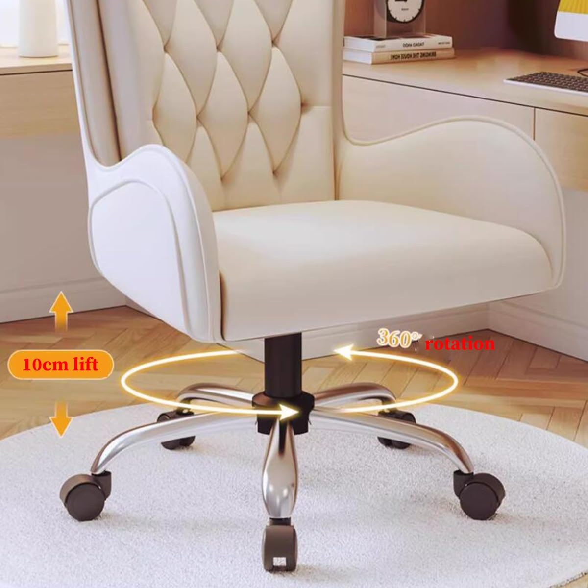 Sedia da ufficio Poltrona girevole direzionale ed ergonomica regolabile in altezza con schienale alto Sedia da scrivania in pelle PU for ufficio Sala riunioni Capacità del cuscinetto: 330 libbre (senz