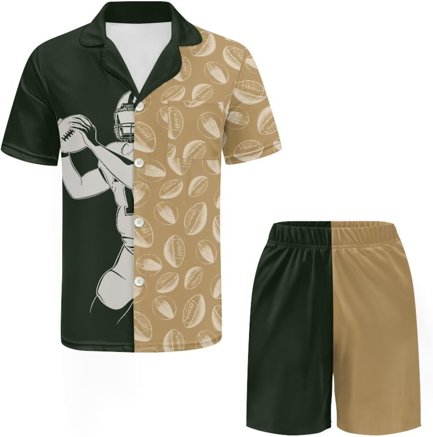Summer Pajamas Set for Men Short Sleeve Sleepwear Button Down Shirt and Shorts Short Lounge Set XS-5XL