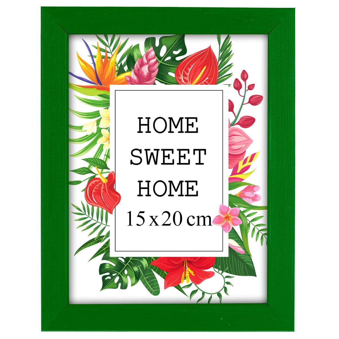 MG Design Green Wooden Photo Frame 6 x 8 in (15 x 20 cm) – Shatter-Resistant Acrylic Glass – Wall Mount Portrait & Landscape — image 1