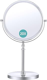 B Beauty Planet Magnifying Mirror,20X/1X Double-sided Diameter 19cm Removable Travel Magnifying Mirror,360° Rotation Bathroom Mirror Free Standing