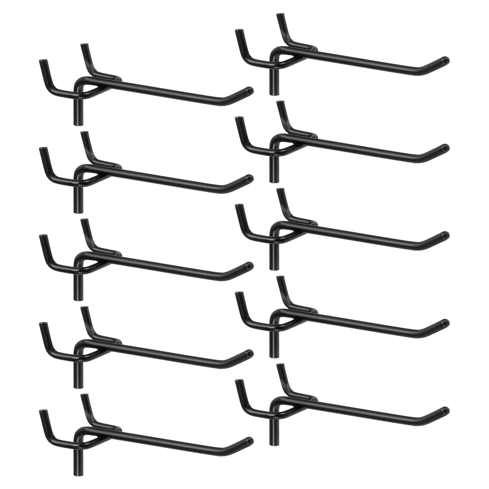 sourcing map 10pcs Pegboard Shelving Hooks 4" Stainless Steel Peg Board Display Hook Hanging Holders Wall Mount Organize Tools for Workbench Garage Kitchen Store, Black