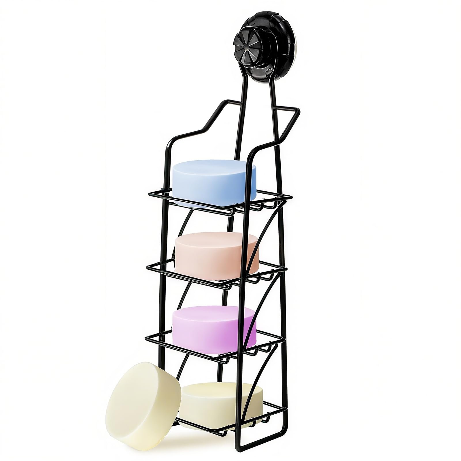 Yopay 4 Tier Soap Holder for Shower Wall Reusable Self Draining Bar Soap Dish Holder Strong Suction Cup