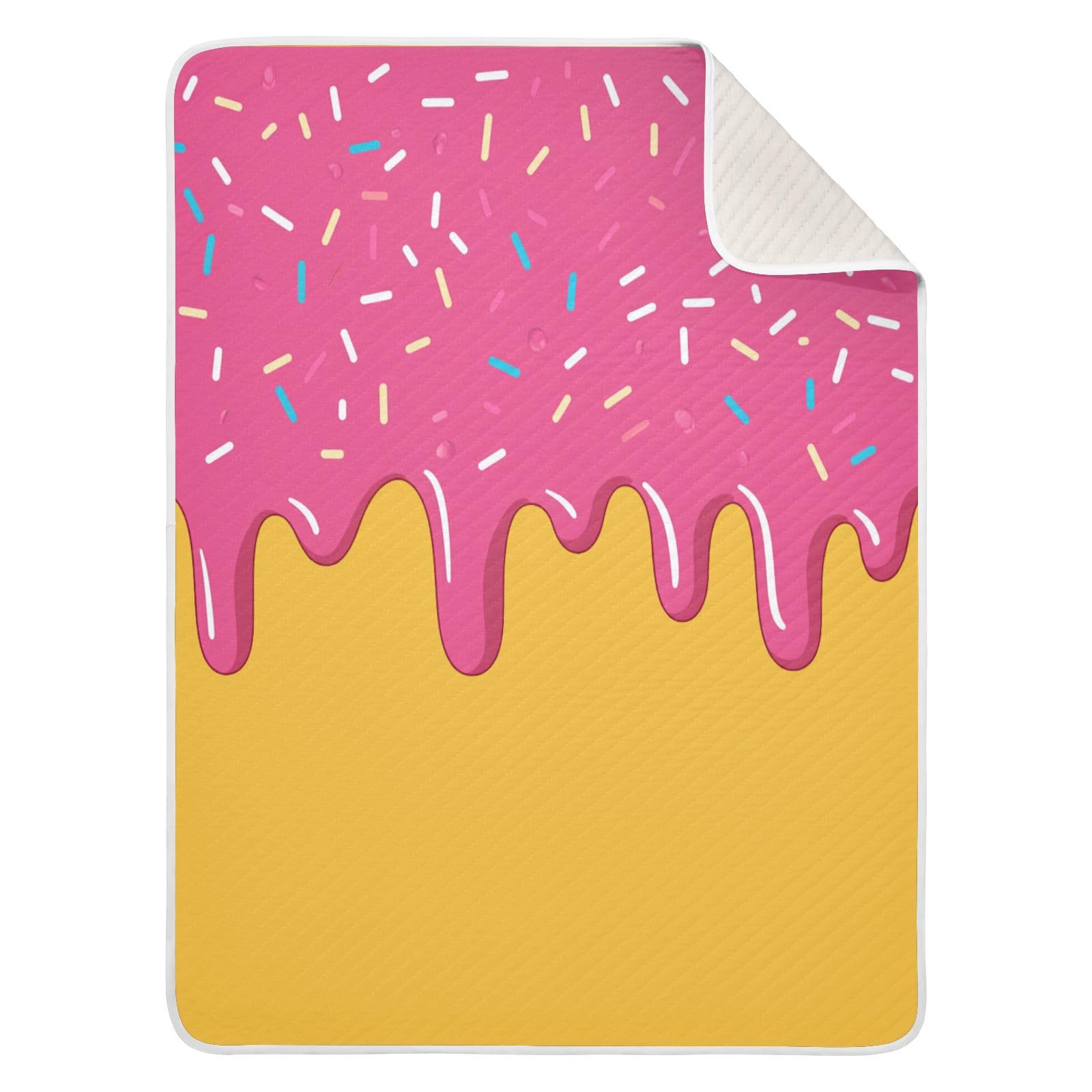 KICPOAY Pink Dots Ice Cream Yellow Baby Swaddle Blanket for Boys and Girls, Muslin Baby Receiving Swaddle Blanket, Soft Cotton Nursery Swaddling Blankets for Newborn Toddler Infant