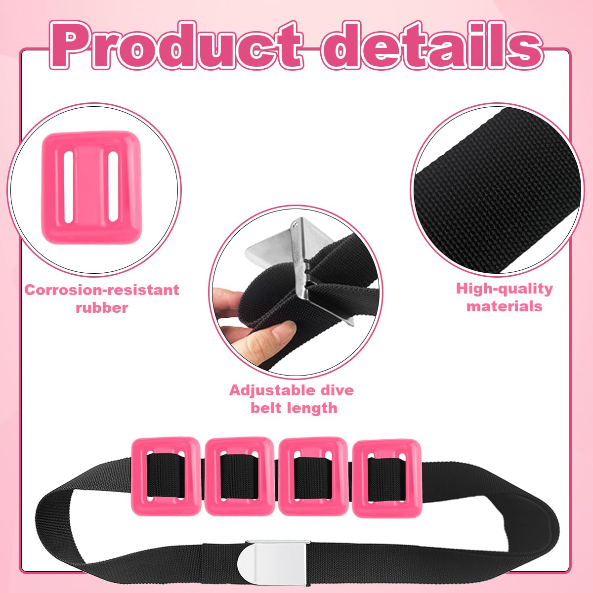 4 cinture per pesi da immersione, con blocco di peso rivestito in nylon, pesi da 0,5 kg, cintura per immersioni in apnea, cintura con fibbia in metallo per immersioni subacquee