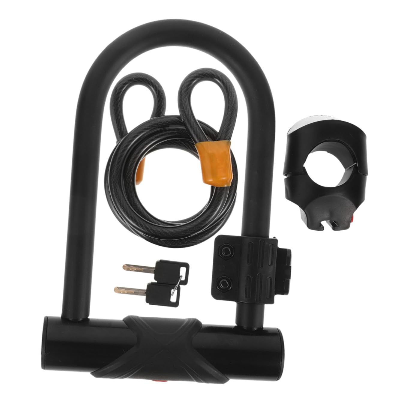 Antivol Vélo en U avec Câble Acier, Serrure à Clé Noire | Acier et Pvc, Format Voyage, Usage Cyclisme Extérieur, Système de Verrouillage Double, Protection du Cadre