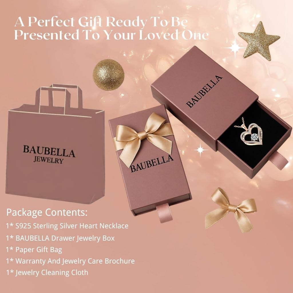 Birthstone Heart Necklace for Women Wife Girlfriend Mom Daughter Gifts S925 Silver Jewelry For Anniversary Rose Gold Gifts For Birthday Christmas Mothers Valentines Day - Image 5