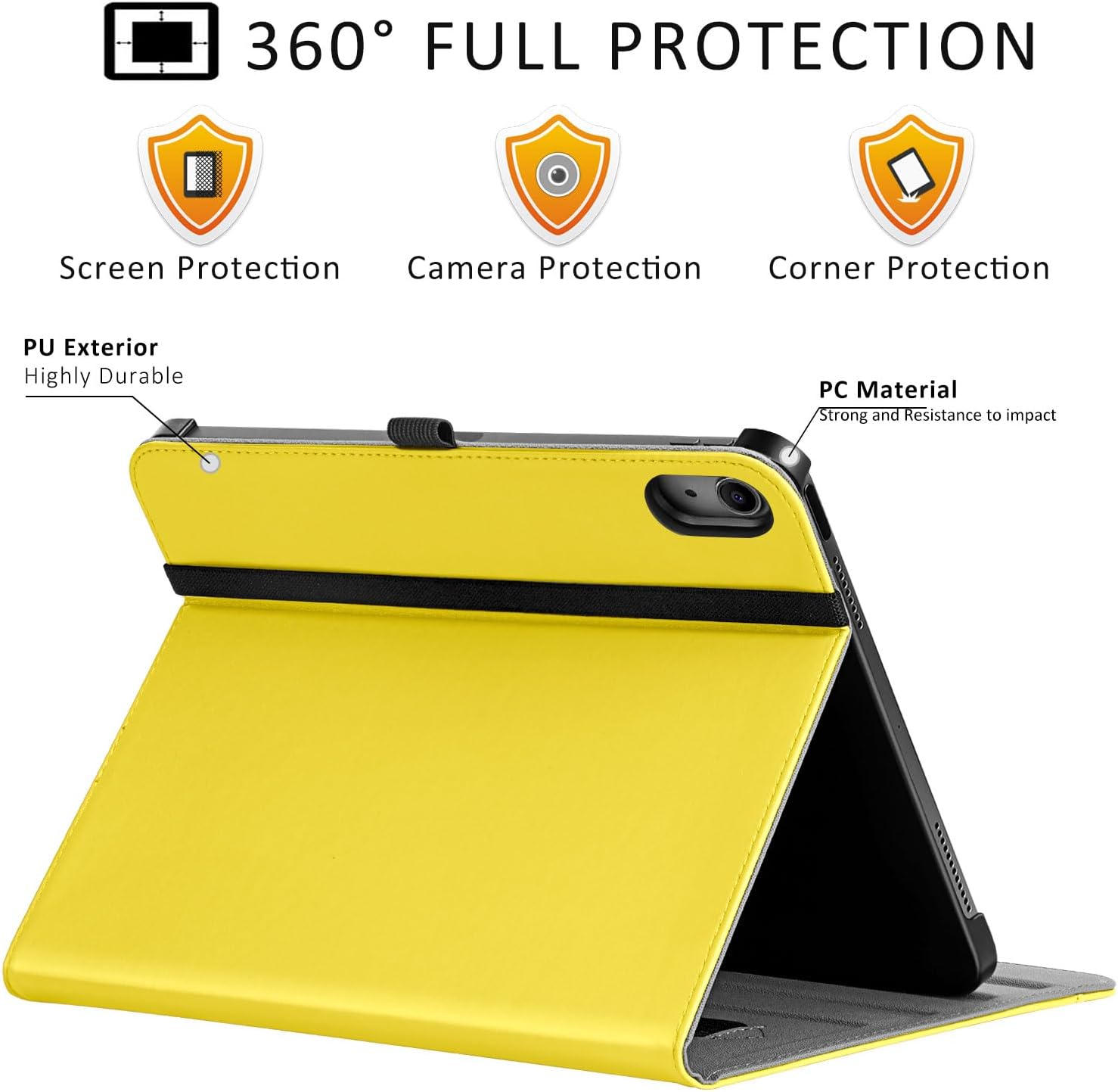 ZtotopCases for iPad 11th Generation Case 11-inch (A16) 2025, iPad 10th Generation Case 10.9 Inch 2022, Premium PU Leather Business Folio Stand Cover with Slot, Auto Wake/Sleep, Multi 4 Angles, Yellow