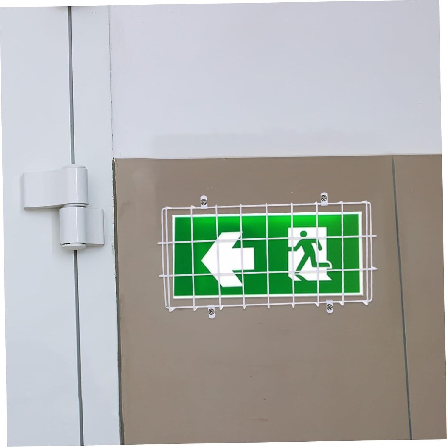 HOMSFOU Exit Sign Safety Guard Emergency Light Wire Protection Robust Iron Cage Cover for Schools Gyms