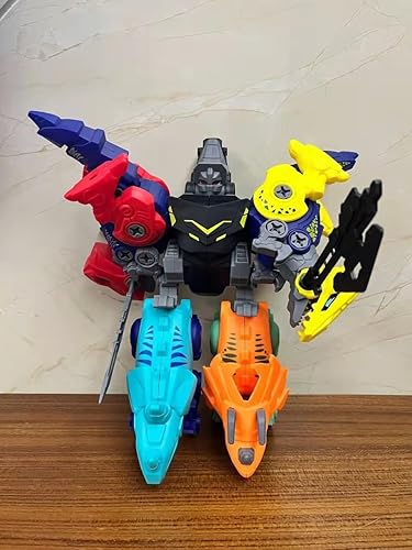 Miniatura 7 de Robot de transformación de dinosaurio 5 en 1, juego de juguetes desmontables para niños de 3, 4, 5, 6, 7, 8 años, construcción de construcción DIY