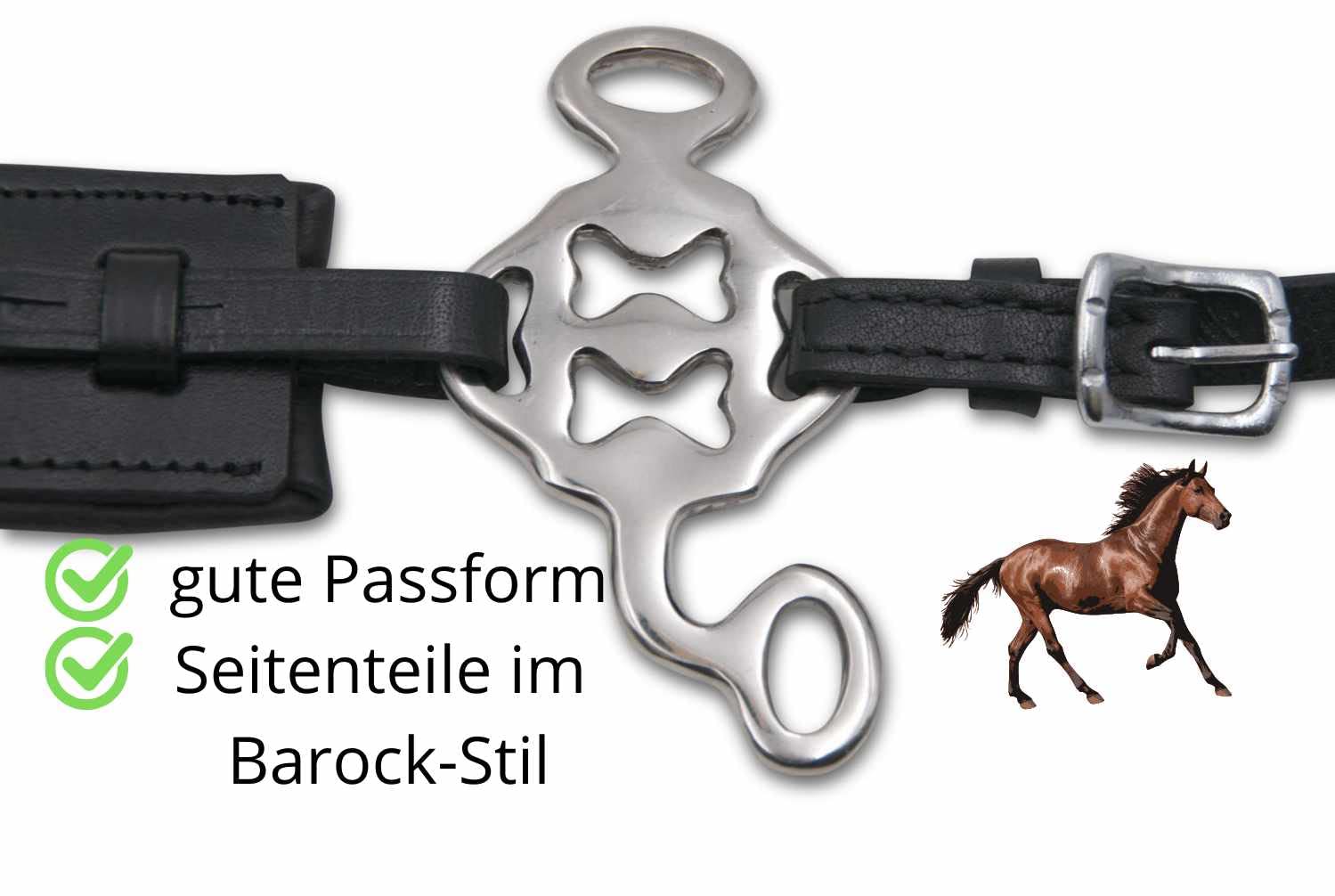 Reitsport Amesbichler AMKA Hackamore - Traje de piel sin morder (3 posiciones, con traje barroco)
