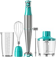 Vista 12 de Batidora de Inmersión Manual con Cable Juego de Batidoras de Mano 1100W, Velocidad Variable con Gatillo 5 en 1 Emulsionador de Varilla con Picadora