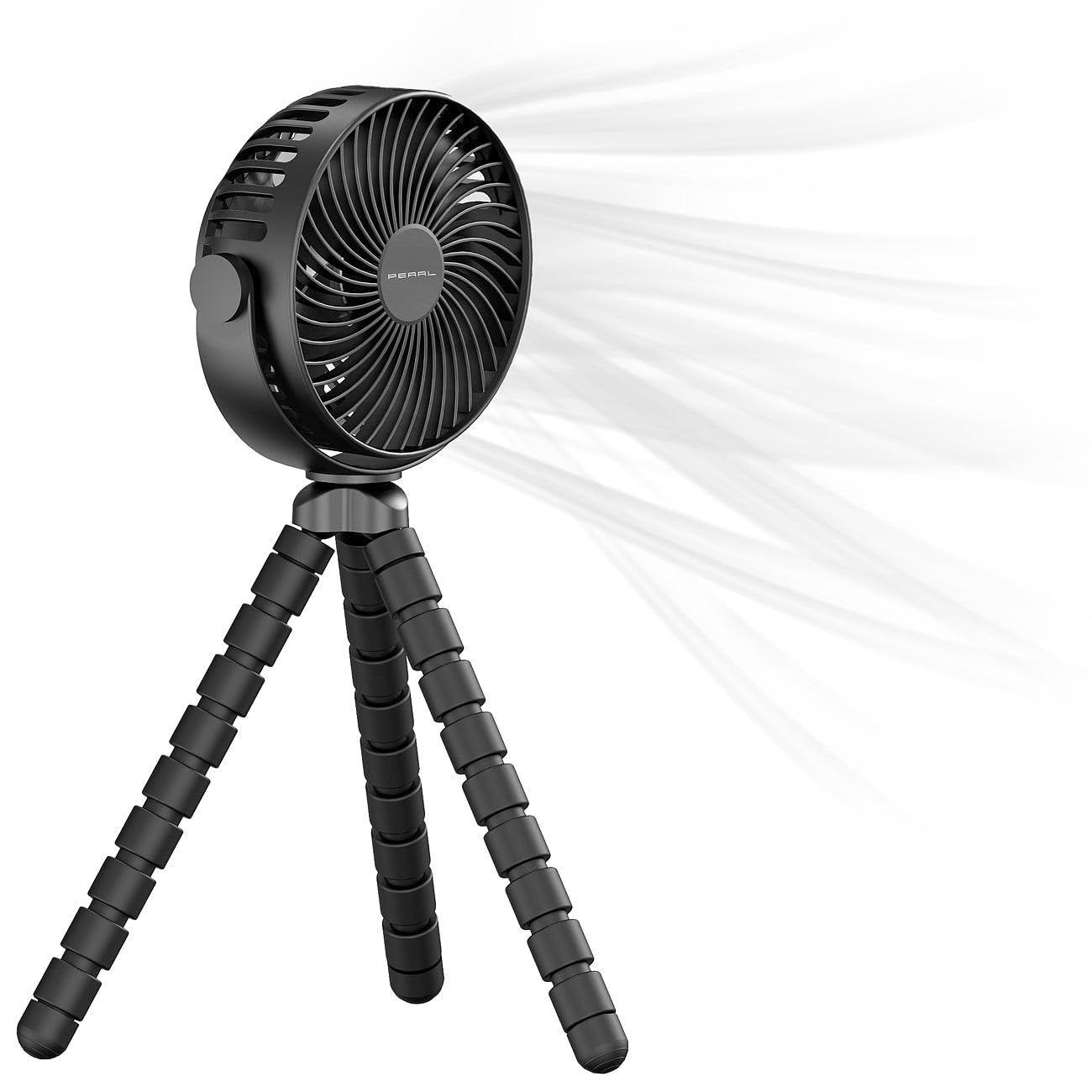 PEARL Akku Ventilator: 360°-Akku-Handventilator mit flexiblem Stativ, 3 Geschwindigkeiten (Hand-Ventilator, 3-Bein-Stativ, Mini)
